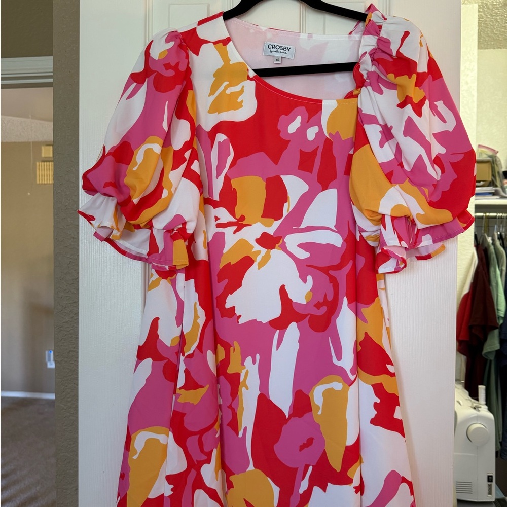 CROSBY by Mollie Burch Vibrant Red and Yellow Dress